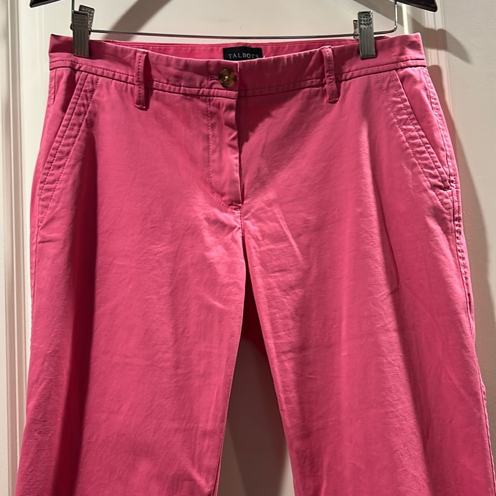Talbots Relaxed Chino Pants flat front pockets straight leg Women Size 4 pink